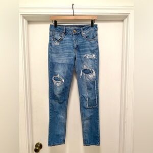 American Eagle Tomgirl Jeans Size 0 Distressed Skinny Straight